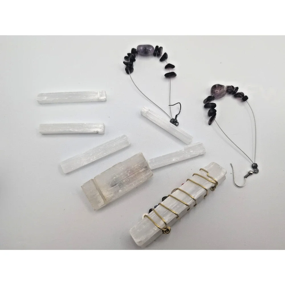 Chakra Stone Craft Jewelry Making Small Lot Multicolor Purple Stones Earrings